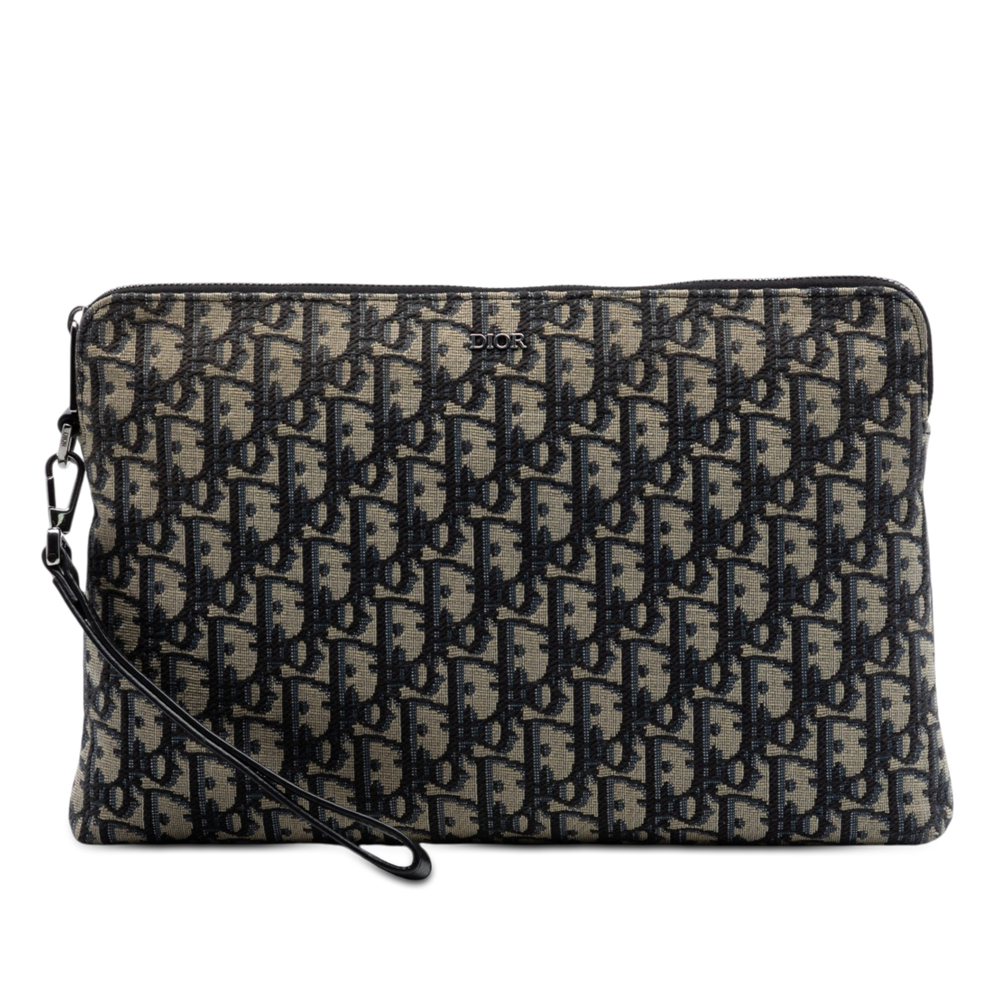 Pre-Loved Dior Oblique Canvas A4 Zipped Pouch